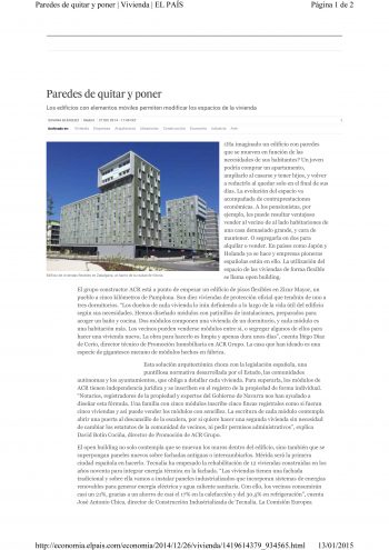 2014 revista EL PAÍS. Proyecto Zabalgana